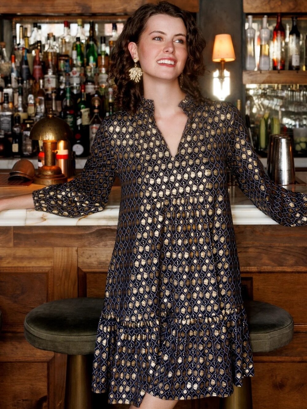 Cabana Life Women's Black Metallic Boho Relaxed Dress. Upf 50 Sz M